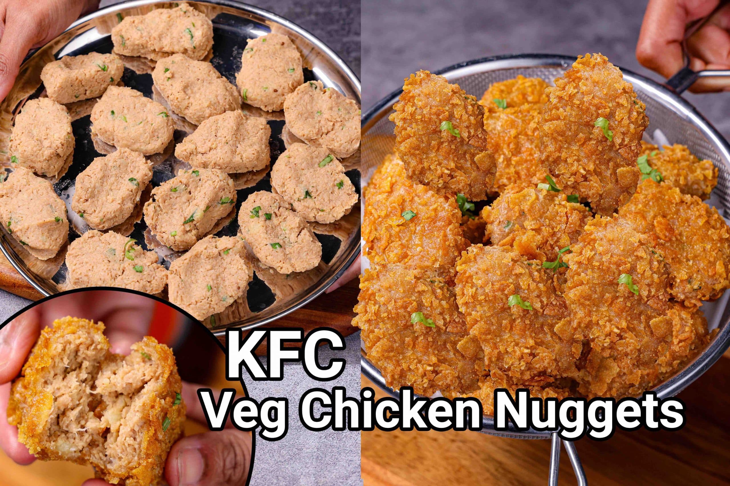 Veg Chicken Nuggets Recipe | KFC Style Veg Fried Chicken Nuggets